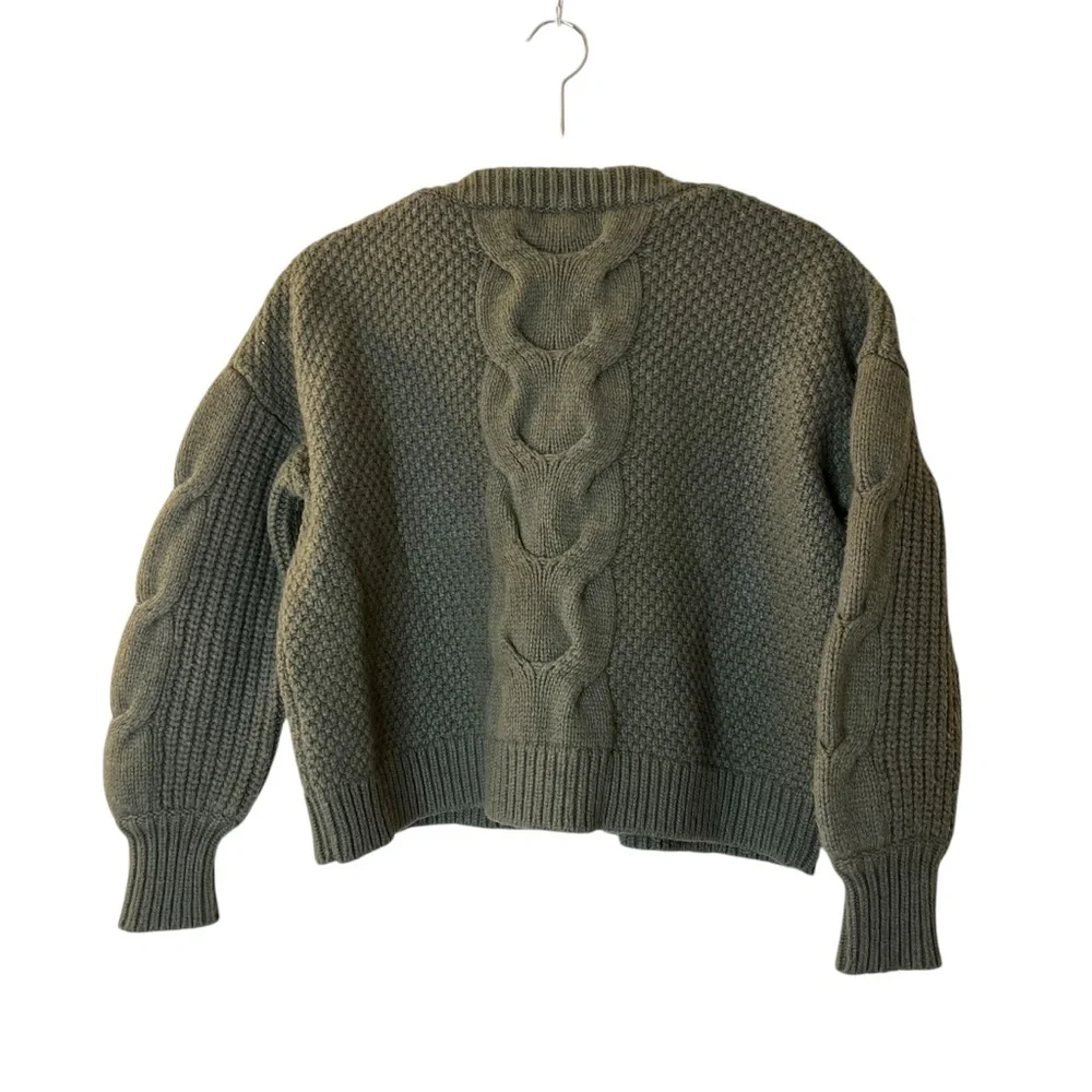 J.Crew Olive Cable Knit Sweater Sz XS